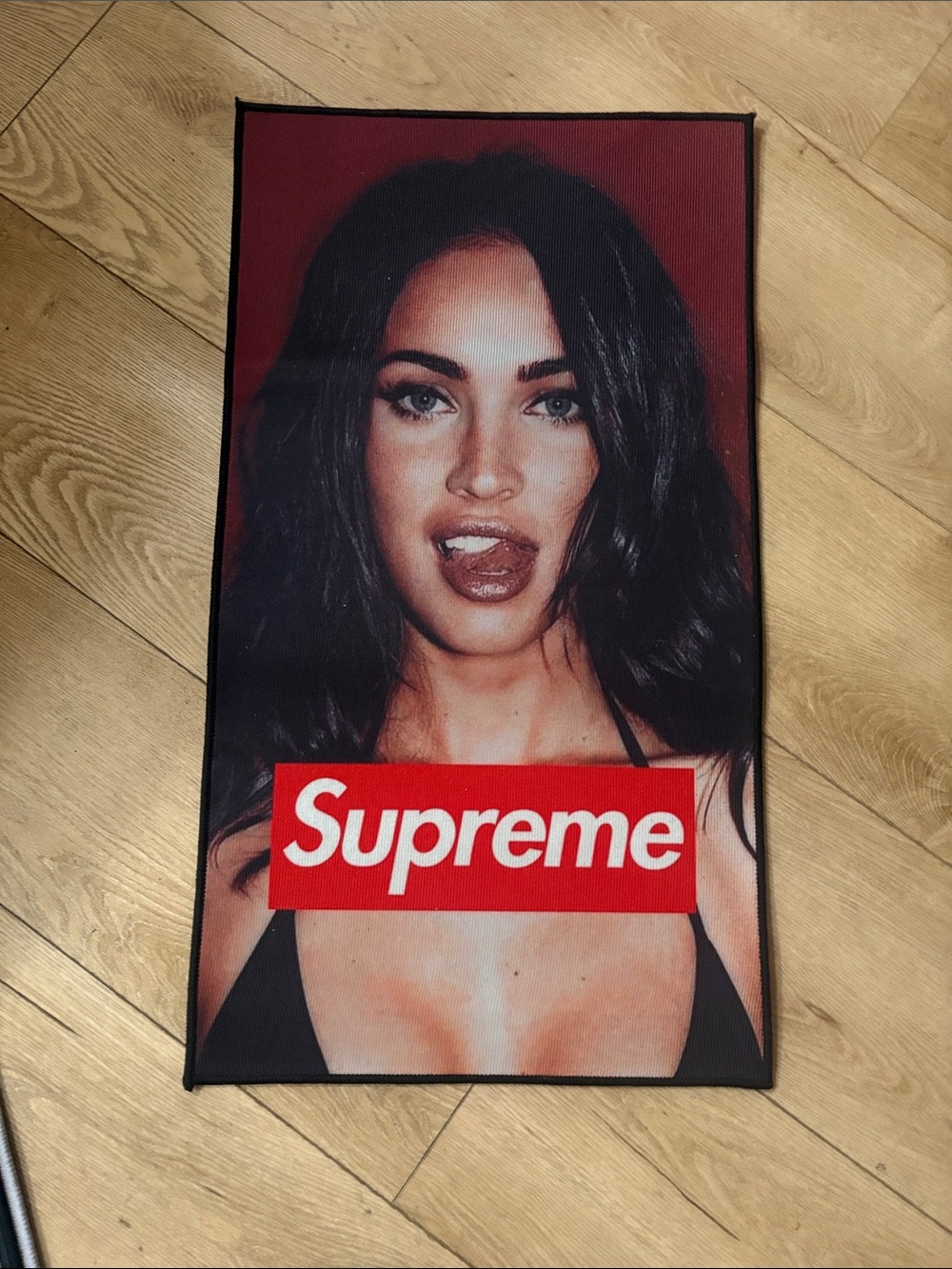 Supreme Red Logo Rug with Photographic Female Portrait
